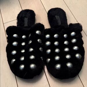 Alexander Wang all over studded faux fur mules